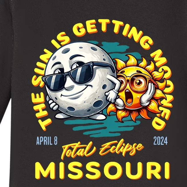 Missouri Solar Eclipse Apr 8 2024 Sun Is Getting Mooned Baby Long Sleeve Bodysuit