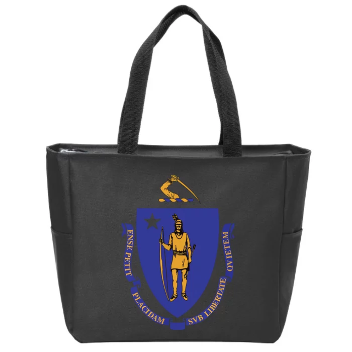 Massachusetts State Flag Us State Flag Zip Tote Bag