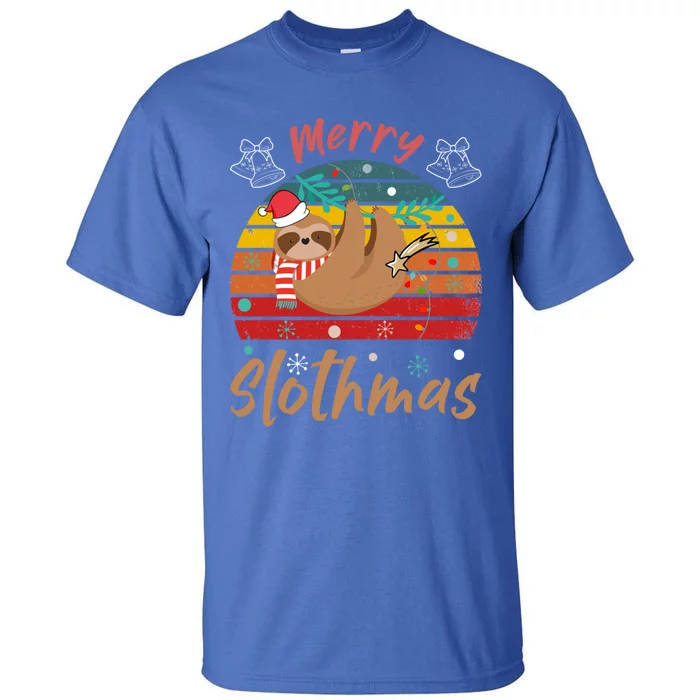 Merry Slothmas Funny Christmas Pajama Sloth Lovers Vintage Gift Tall T-Shirt