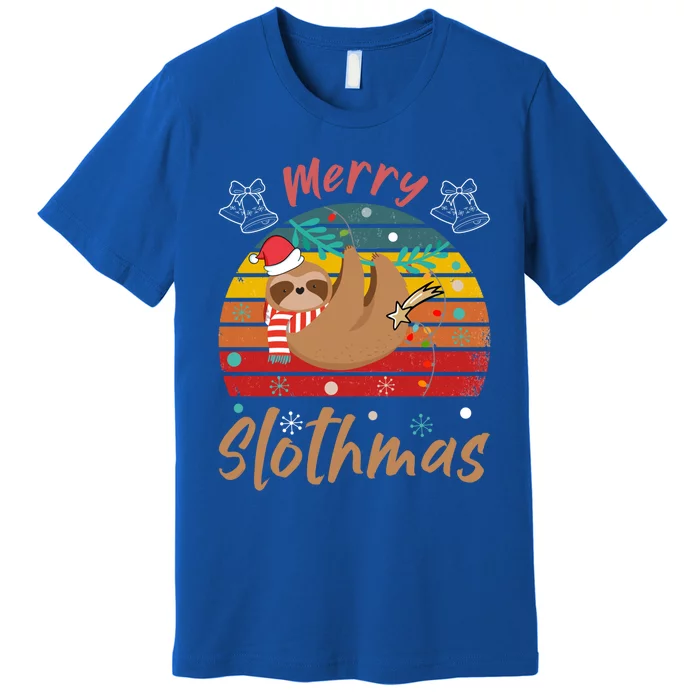 Merry Slothmas Funny Christmas Pajama Sloth Lovers Vintage Gift Premium T-Shirt