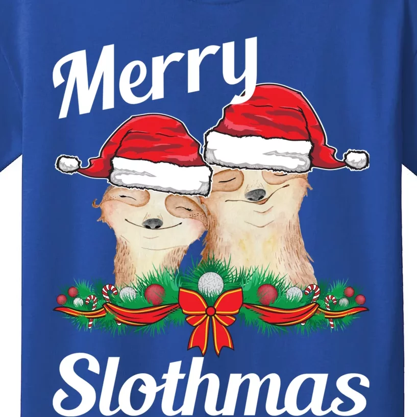 Merry Slothmas Funny Christmas Sloth Lover Pajama Family Funny Gift Kids T-Shirt