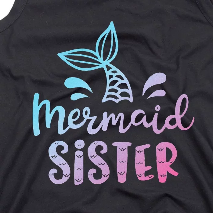 Mermaid Sister Funny Women Family Matching Birthday Tank Top