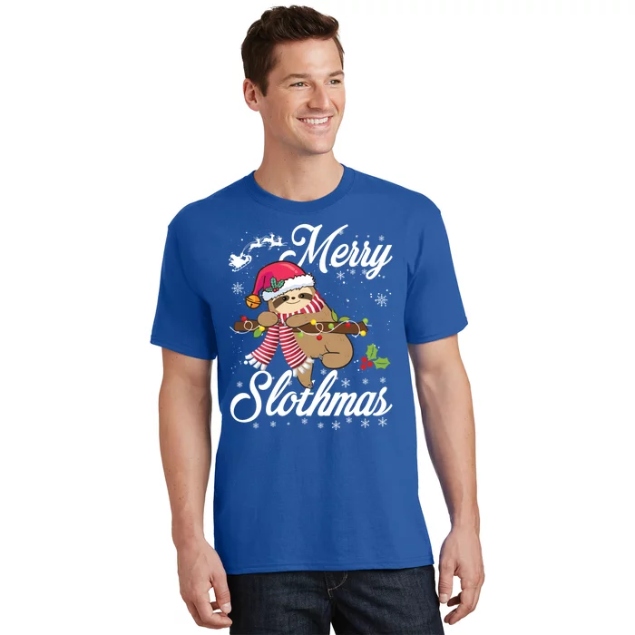 Merry Slothmas Funny Christmas Sloth Pajama Fun Xmas Gift T-Shirt