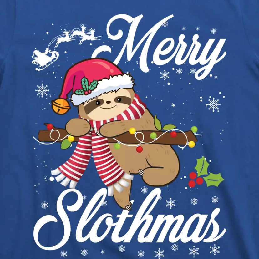 Merry Slothmas Funny Christmas Sloth Pajama Fun Xmas Gift T-Shirt