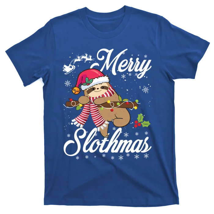 Merry Slothmas Funny Christmas Sloth Pajama Fun Xmas Gift T-Shirt