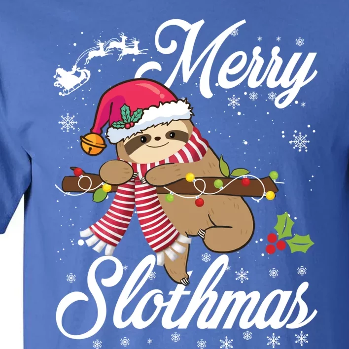 Merry Slothmas Funny Christmas Sloth Pajama Fun Xmas Gift Tall T-Shirt