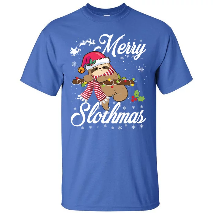 Merry Slothmas Funny Christmas Sloth Pajama Fun Xmas Gift Tall T-Shirt