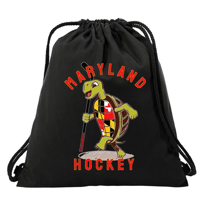 Maryland State Flag Turtle Hockey Baltimore Sports Drawstring Bag