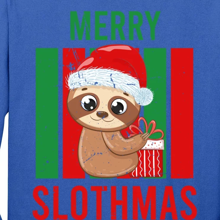 Merry Slothmas Funny Christmas Sloth Pajama Fun Xmas Funny Gift Tall Long Sleeve T-Shirt