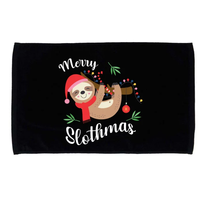 Merry Slothmas Funny Christmas Xmas Design For Sloth Lovers Gift Microfiber Hand Towel