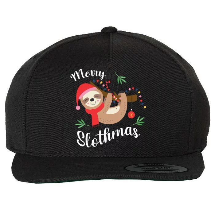 Merry Slothmas Funny Christmas Xmas Design For Sloth Lovers Gift Wool Snapback Cap