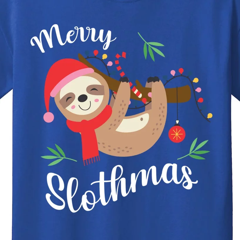 Merry Slothmas Funny Christmas Xmas Design For Sloth Lovers Gift Kids T-Shirt