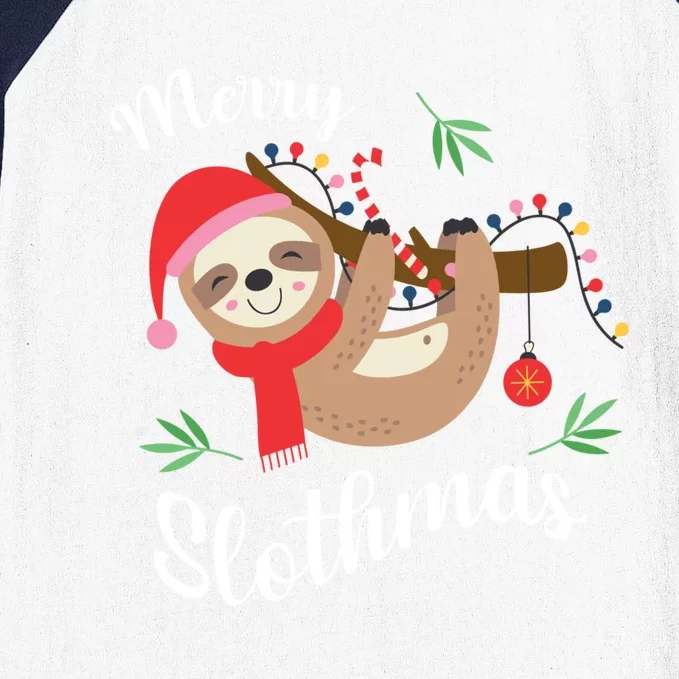 Merry Slothmas Funny Christmas Xmas Design For Sloth Lovers Gift Baseball Sleeve Shirt