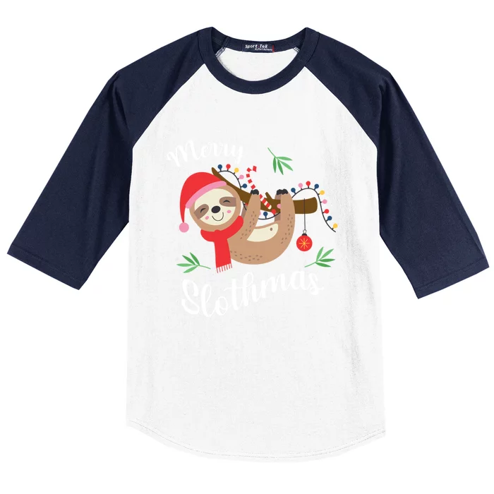 Merry Slothmas Funny Christmas Xmas Design For Sloth Lovers Gift Baseball Sleeve Shirt