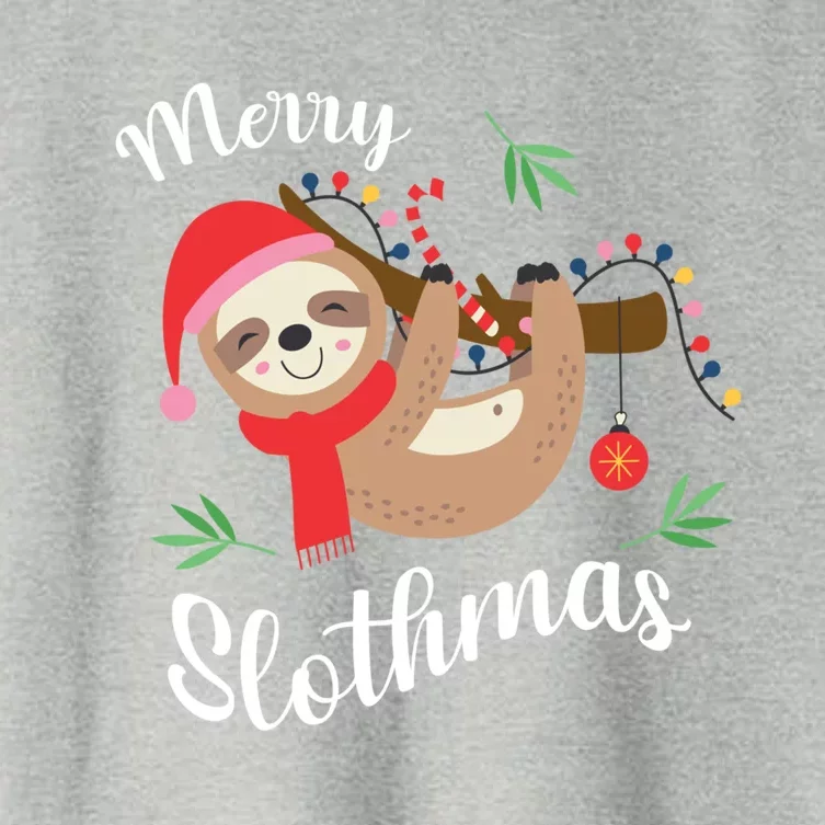 Merry Slothmas Funny Christmas Xmas Design For Sloth Lovers Gift Women's Crop Top Tee