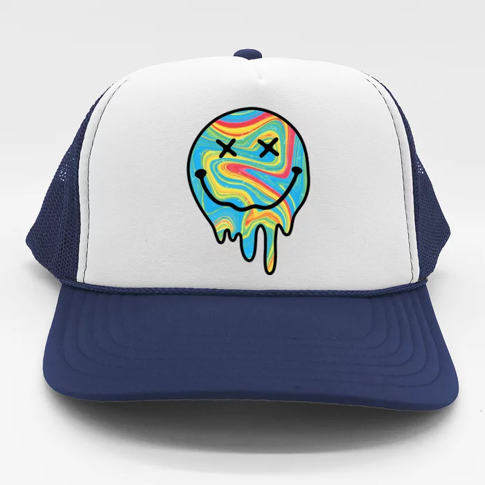 Melting Smile Funny Smiling Melted Dripping Happy Face Cute Trucker Hat