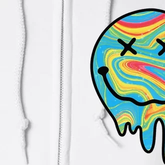 Melting Smile Funny Smiling Melted Dripping Happy Face Cute Full Zip Hoodie