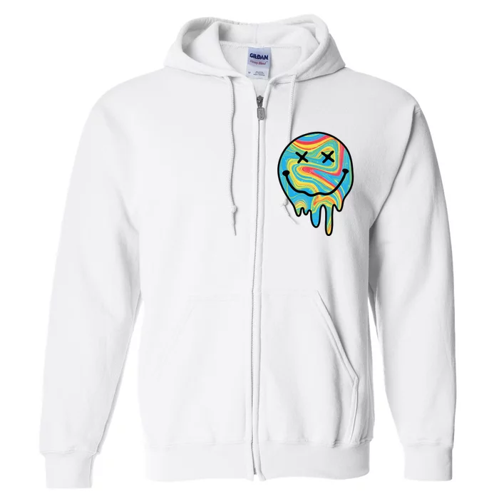 Melting Smile Funny Smiling Melted Dripping Happy Face Cute Full Zip Hoodie