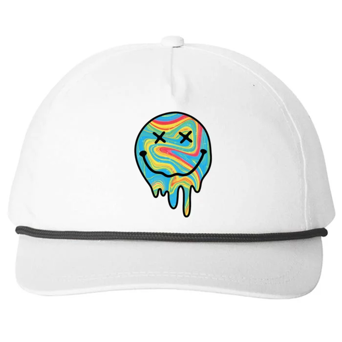 Melting Smile Funny Smiling Melted Dripping Happy Face Cute Snapback Five-Panel Rope Hat