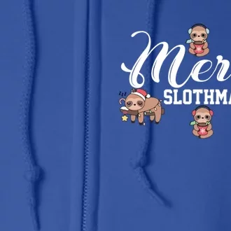 Merry Slothmas Funny Sloth Christmas Cute Animal Kingdom Cute Gift Full Zip Hoodie