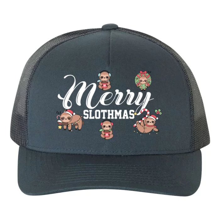 Merry Slothmas Funny Sloth Christmas Cute Animal Kingdom Cute Gift Yupoong Adult 5-Panel Trucker Hat