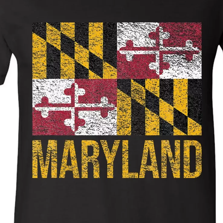 MARYLAND STATE FLAG ANNAPOLIS BALTIMORE CHESAPEAKE BAY V-Neck T-Shirt