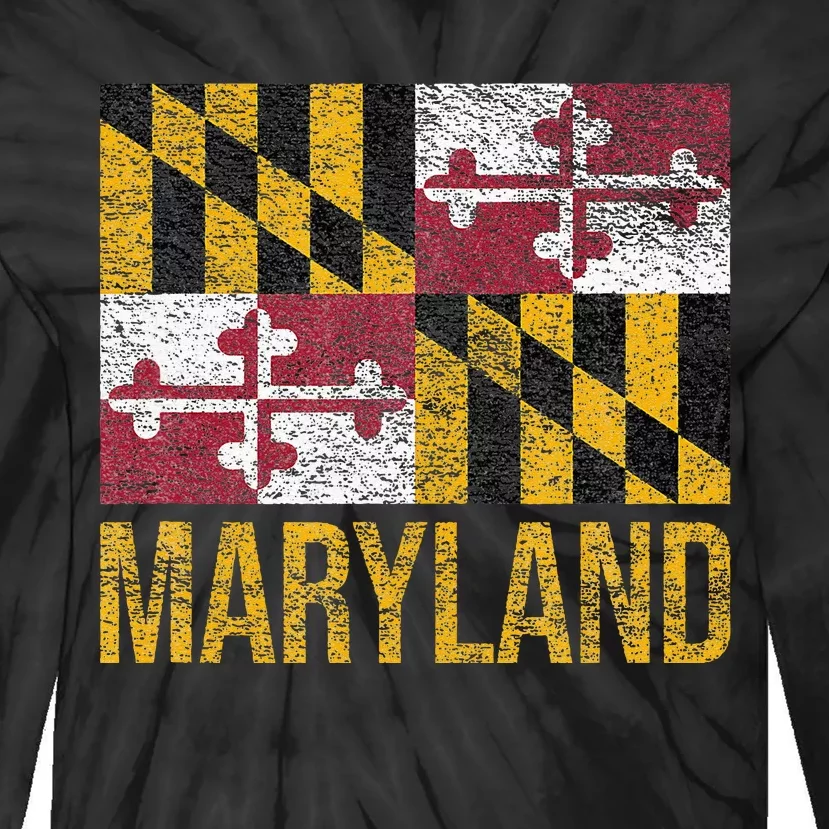 MARYLAND STATE FLAG ANNAPOLIS BALTIMORE CHESAPEAKE BAY Tie-Dye Long Sleeve Shirt