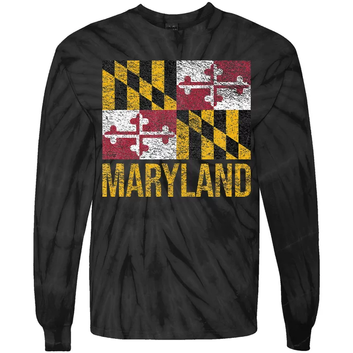 MARYLAND STATE FLAG ANNAPOLIS BALTIMORE CHESAPEAKE BAY Tie-Dye Long Sleeve Shirt