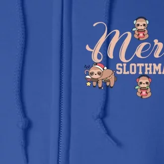 Merry Slothmas Funny Sloth Christmas Cute Animal Kingdom Gift Full Zip Hoodie