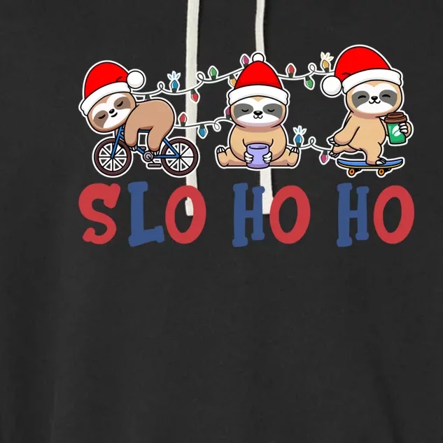 Merry Slothmas Funny Sloth Christmas Cute Animal Kingdom Gift Garment-Dyed Fleece Hoodie