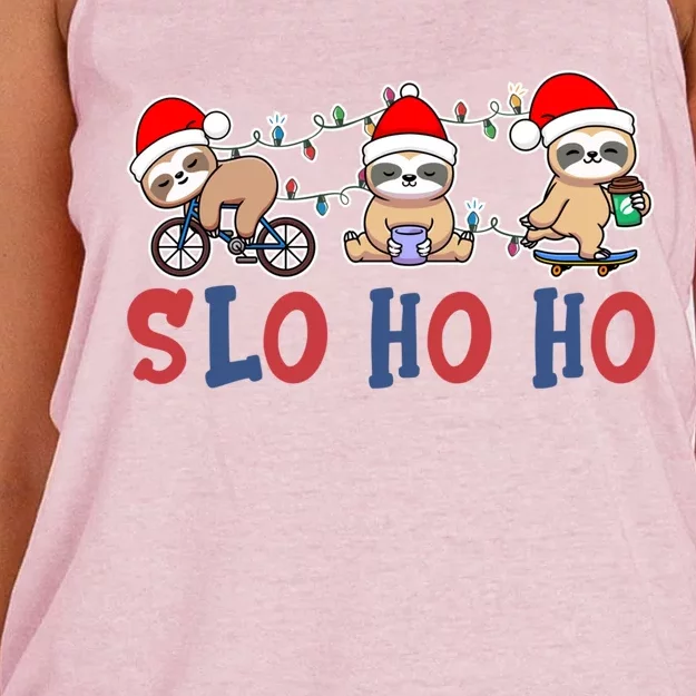 Merry Slothmas Funny Sloth Christmas Cute Animal Kingdom Gift Women's Knotted Racerback Tank