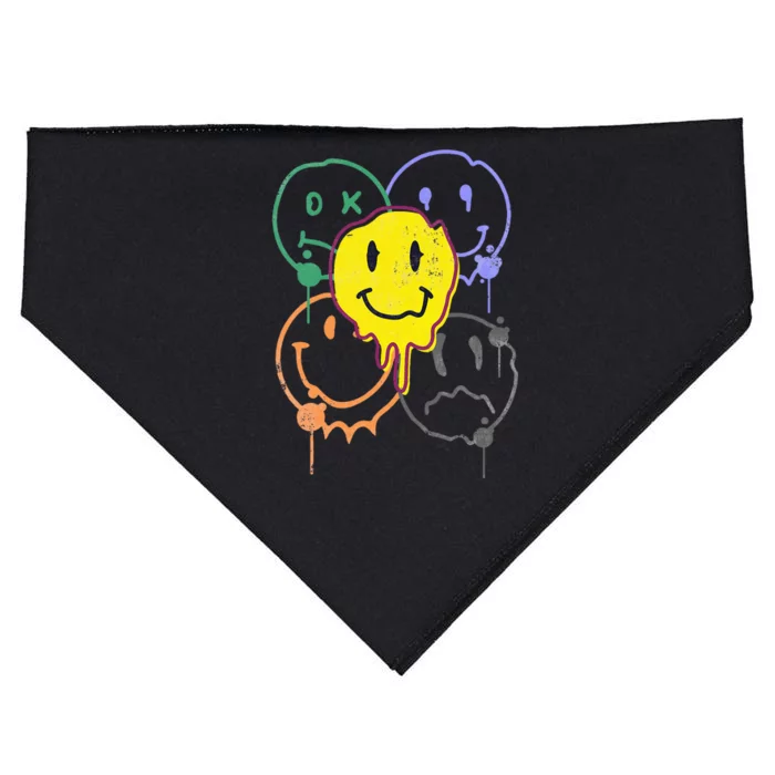 Melting Smile Face Smiling Melted Dripping Cute Happy USA-Made Doggie Bandana