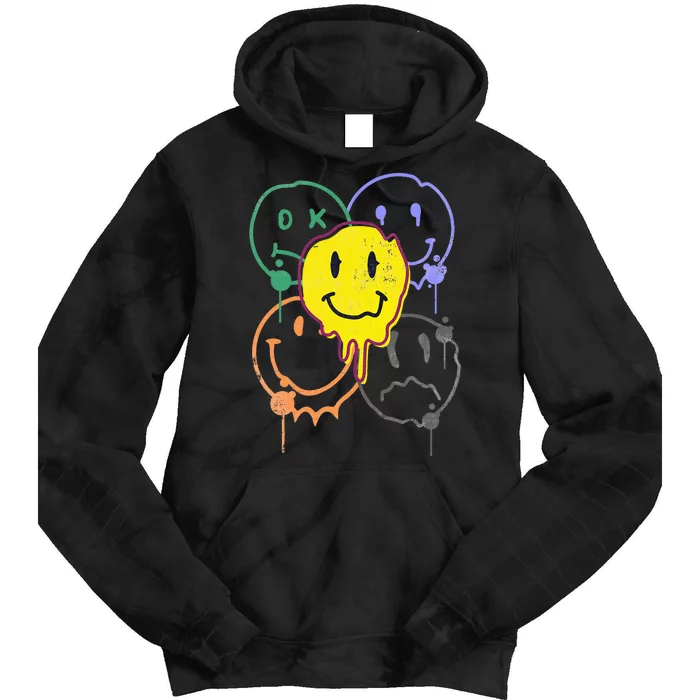 Melting Smile Face Smiling Melted Dripping Cute Happy Tie Dye Hoodie