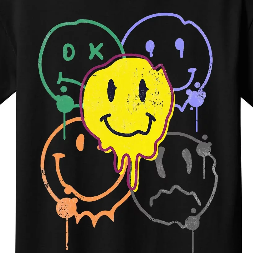 Melting Smile Face Smiling Melted Dripping Cute Happy Kids T-Shirt