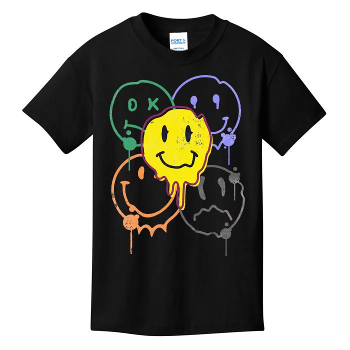 Melting Smile Face Smiling Melted Dripping Cute Happy Kids T-Shirt