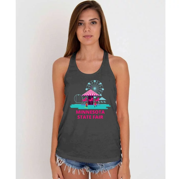 Minnesota State Fair Rollercoaster Ferris Wheel Amusement Women's Knotted Racerback Tank