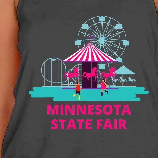 Minnesota State Fair Rollercoaster Ferris Wheel Amusement Women's Knotted Racerback Tank