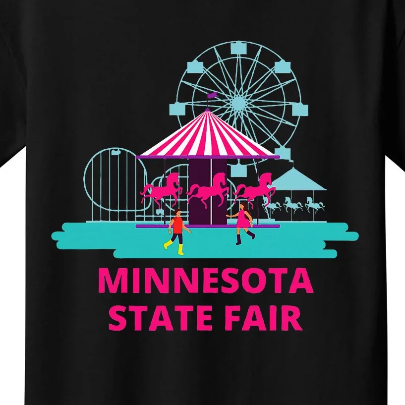 Minnesota State Fair Rollercoaster Ferris Wheel Amusement Kids T-Shirt