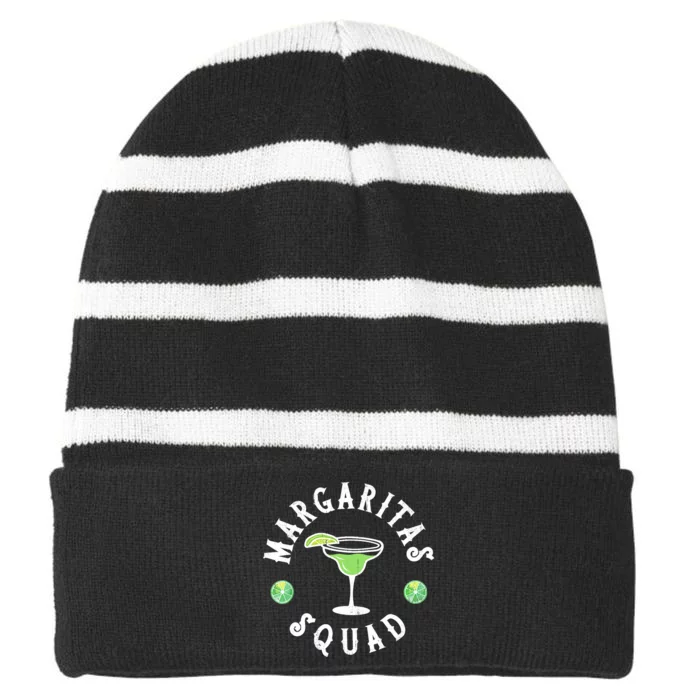 Margarita Squad Funny Cinco De Mayo Lime Drinking Striped Beanie with Solid Band