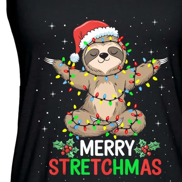 Merry Stretchmas Funny Sloth Yoga Christmas Tank Top Ladies Essential Flowy Tank