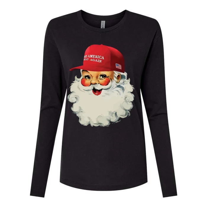 Maga Santa Funny Trump Christmas Womens Cotton Relaxed Long Sleeve T-Shirt