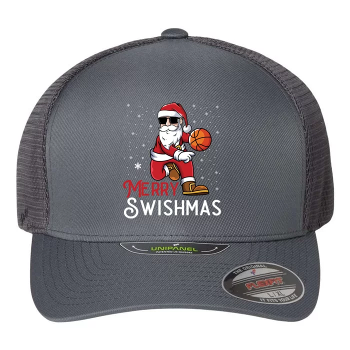 Merry Swishmas Funny Christmas Santa Basketball Player Cool Gift Flexfit Unipanel Trucker Cap