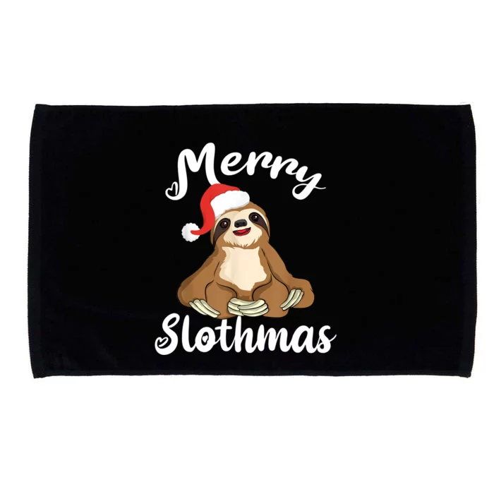 Merry Slothmas For Sloth Lovers Cute Christmas Sloth Cool Gift Microfiber Hand Towel