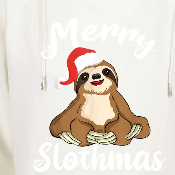 Merry Slothmas For Sloth Lovers Cute Christmas Sloth Cool Gift Womens Funnel Neck Pullover Hood