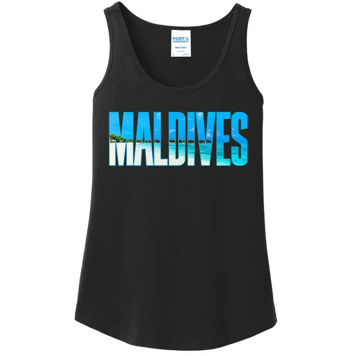 Maldives Souvenir For Couple Or Family Summer Vacay Ladies Essential Tank