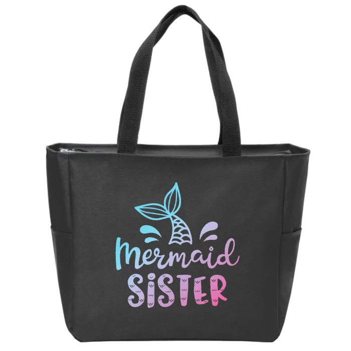 Mermaid Sister Funny Women Family Matching Birthday Zip Tote Bag