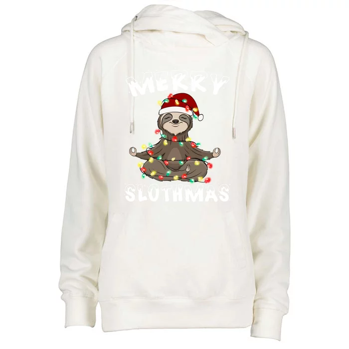 Merry Slothmas Funny Sloth Christmas Pajama For Sloth Lovers Gift Womens Funnel Neck Pullover Hood