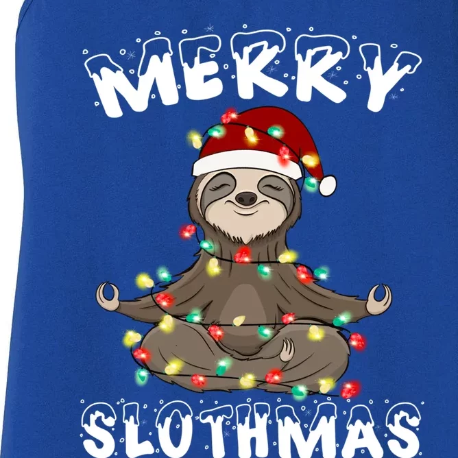 Merry Slothmas Funny Sloth Christmas Pajama For Sloth Lovers Gift Women's Racerback Tank