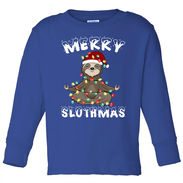 Merry Slothmas Funny Sloth Christmas Pajama For Sloth Lovers Gift Toddler Long Sleeve Shirt