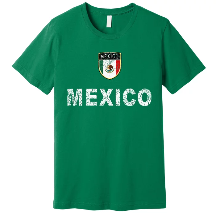 Mexico Soccer Fans Jersey Mexican Flag Football Lovers Premium T-Shirt